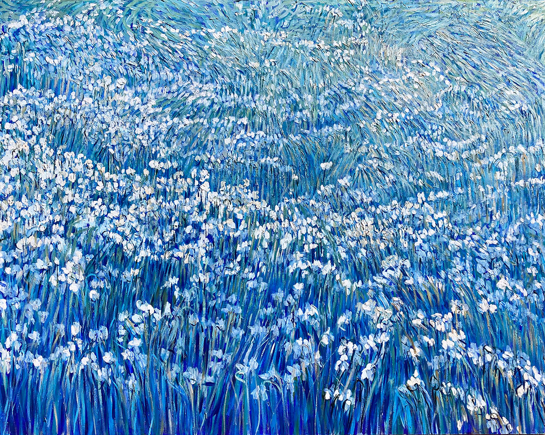 Marlena Campbell 2405 Spring Rhapsody in Blue - 48 x 60  Acrylic on Canvas